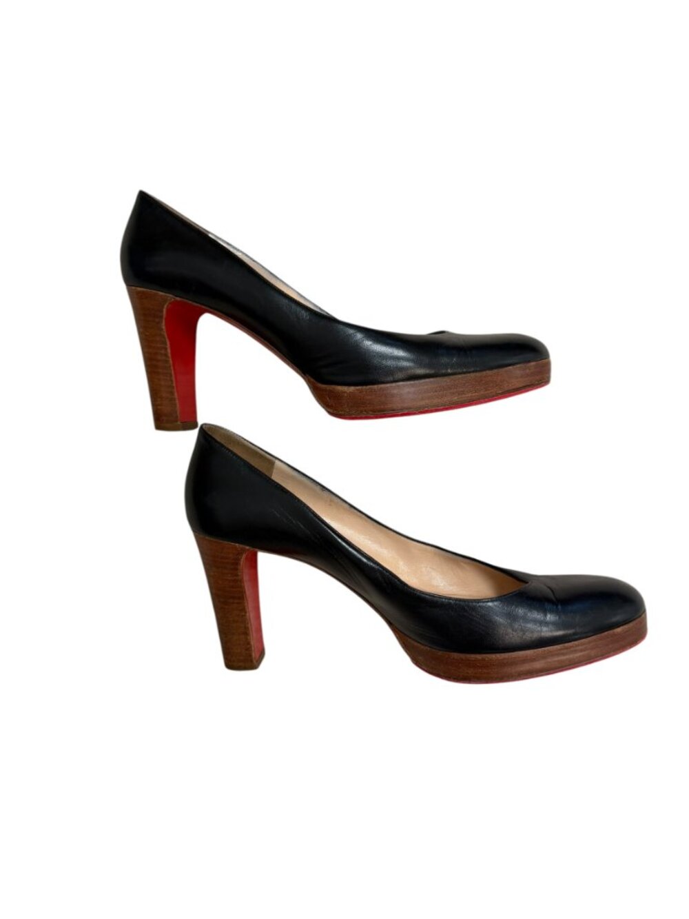 Christian Louboutin Black Leather Platform Pumps Red Sole Heels EU 40 VGUC - Picture 3 of 5